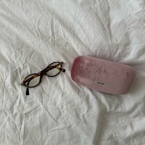 Miu Miu Tortoise Glasses with Pink Velvet Case